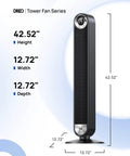 Ultra Quiet 42 Inch Bladeless Tower Fan For Bedroom And Living Room With 9 Speed DC Motor 28 Feet Per Second Wind