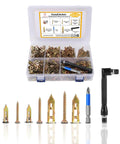 420Pcs Self Drilling Drywall Anchors with Screws Kit, Zinc Plated Steel, organized in box with expansion screws and tools shown