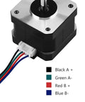 42BYGH34 Bipolar Stepper Motor 1.8 Degree 12V 1.3A 0.30Nm For 3D Printers, showing wiring color code diagram