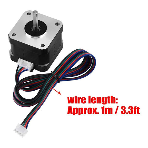 42BYGH34 Bipolar Stepper Motor 1.8 Degree 12V 1.3A 0.30Nm with 1m wire for 3D Printers, showing motor body and wiring