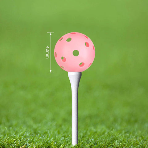 Practice Golf Balls 24 Pack, 42mm Plastic Golf Balls, pink ball on tee for backyard training and swing practice, multicolor set