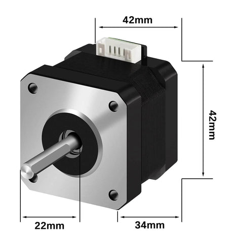 42 x 34mm Stepper Motor 34mm high 1.8° Torque 15Ncm (22.3oz.in) Low Noise 2-Phrase Universal Electric DC 1.3A Motor with 1M Cable