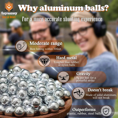Close-up of 100Pcs .43 Caliber Hard Aluminum Balls, 1.83g Reusable Balls for Self Defense & Target Practice (100, Silver).