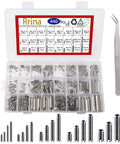 440 Piece 304 Stainless Steel Slotted Spring Pin Set For M1.5 To M5 Dowel Tension Roll Pins with storage case and sizes chart visible