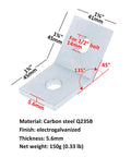 Ten Pcs 45 Degree Angle Bracket Fittings For One And Five Eighths Inch Strut Channel Two Hole Corner Brace Connector 7/32 Inch Thick Carbon Steel With Electro Galvanized Finish For Durable Industrial Mounting