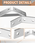 8 Piece 45 Degree Angle Brackets for 1-5/8 Inch Strut Channels with Four Hole Corner Braces Galvanized Steel