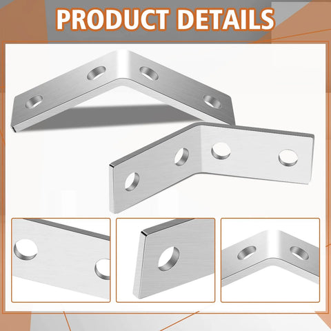 8 Piece 45 Degree Angle Brackets for 1-5/8 Inch Strut Channels with Four Hole Corner Braces Galvanized Steel