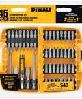 Screwdriver Bit Set With Tough Case 45-Piece Kit DW2166 Grey And Silver in plastic storage box with clear lid