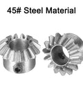 Two Pack Bevel Gear Set 0.8 Module With 1 To 1 Reduction 15 Teeth 6mm Shaft Hole Bevel Pinion Gear In 45 Steel With Black Finish