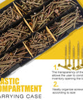450 Pcs Wood Screws Assortment Kit with Torx Drive Screws in transparent plastic compartment for easy organization and access.