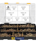 450 Pcs Wood Screws Assortment Kit with Torx Drive Screws and Matching Bits showcasing assorted sizes in a storage case.
