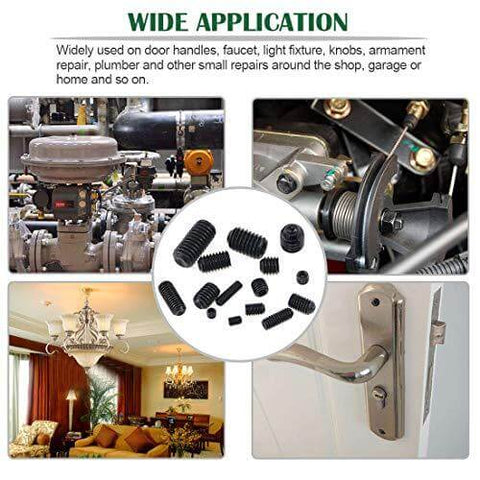 450-Piece Hex Set Screw Assortment Kit - Steel - Internal Hex Drive with various applications in home and machinery repairs