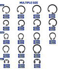 Versatile 450Pcs Circlip Retaining Ring Kit With External and Internal Snap Rings, 3 Types, 18 Sizes, Black Alloy Steel, Multiple Sizes