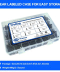 Labeled case of 450PCS Self Tapping Screws Assortment for Metal 410 Black Stainless Steel with #8 and #10 sizes visible