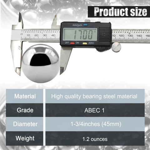 2 Pack 45mm Chrome Steel Bearing Balls For Precision Bearings And Bicycle Parts, Top Notch Hardness Chrome Steel Balls, close-up view