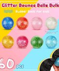 60 Pcs 45 mm Large Bouncy Balls Glitter Bounce Ball Bulk with Storage Bag Large Bouncy Balls for Goodie Bag Fillers Birthday Party Favors, Assorted Colors(Classic)