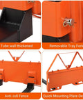 Close-up view of Heavy Duty 46 Inch Pallet Fork Attachment For Tractor Loader And Skid Steer Universal Quick Attach With 2600 Lb Per Fork Load Capacity For Farm.