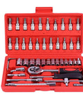 46-Piece Car, Bike And Motorcycle Repair Tool Set Pro-Grade, Heavy-Duty Home DIY Kit With Heat-Treated Chromium-Vanadium Steel Tools