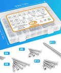 460 Pcs Stainless Steel Wood Screws Assortment Kit with 18 Sizes #4 #6 #8 #10 #12 in storage case for wood projects.