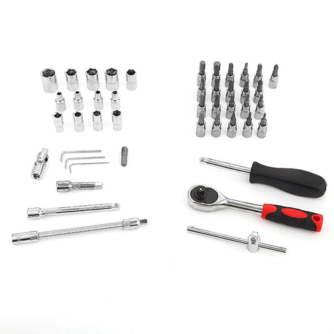 46-Piece Car, Bike And Motorcycle Repair Tool Set Pro-Grade, Heavy-Duty Home DIY Kit With Heat-Treated Chromium-Vanadium Steel Tools