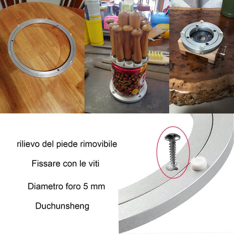 4.7 Inch Aluminum Lazy Susan Turntable Bearing, heavy duty round rotating base on wood table, smooth 360 rotation