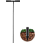 Hardcore 48 Inch Adjustable Soil Probe with T Handle all steel ground rod shown piercing soil, used for plumbing and landscaping.