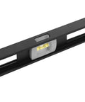 Close-up of Magnetic 48 Inch Aluminum I Beam Level With Strong Magnetic Edge And Replaceable Vials For Precise Framing Cabinetry And Installation