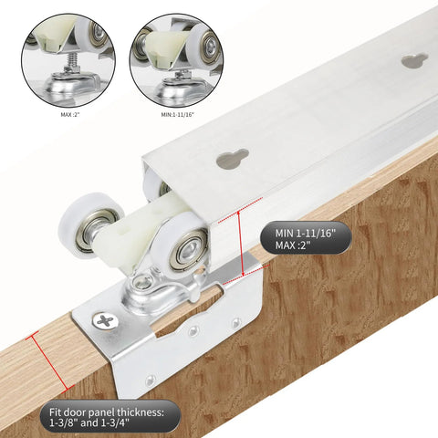 48 Inch Commercial Grade Aluminum Pocket Door Track Kit With Ceiling Mount Box Rail Sliding Door Hardware for quiet operation
