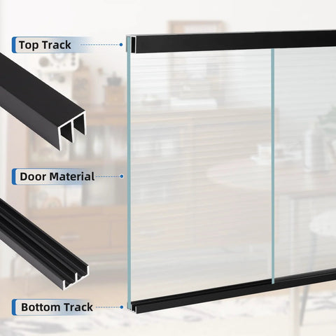 48 Inch Metal Sliding Door Track Set for Quarter Inch Panels Designed for Glass Closet Doors and Windows Rustproof Aluminum Rail
