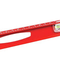 48 Inch I Beam Level With Aluminum Frame And 180 Degree Rotating Vial For 1 Mm Per Meter Accuracy, side view, red frame