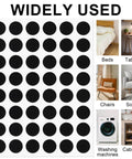 48 Pack Felt Pads for Furniture and Cabinet Doors, 1/2 Inch Black Round Self Adhesive Protectors shown with usage examples for furniture.