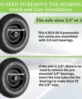 ✝️ (2 pack) 4.80/4.00-8 tire and wheel, 16" pneumatic wheelbarrow tires with 3" centered hub and 3/4" bearings, easy installation