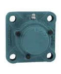 Single 85mm 4-bolt C-flange housing with set screw, closed cast iron cover, wide mount for sealed ball bearing and linear slide unit