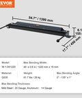 Box and Pan Brake 48 Inch Sheet Metal Bender with 0.31 Inch Blade and Reinforced Rib Design dimensions and specifications