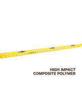 Durable 48 inch polystyrene level with 0.001 inch accuracy, built in the USA, featuring three vials, yellow, composite polymer