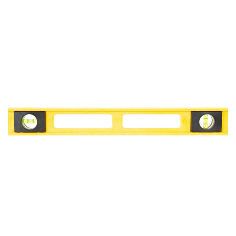 Durable 48 inch polystyrene level with 0.001 inch accuracy, built in the USA, featuring three vials and an impact resistant frame