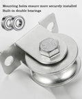 48mm Wheel Cable Pulley Wall Mount With Two Ball Bearings In Bearing Steel And Stainless Steel Rope for Pulley System and Sliding Gate Heavy Duty Application High Load Capacity 1100 Lb 2 Pieces With Anti Loosening Self Locking Nuts