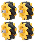 Eujgoov Mecanum Wheel, 48mm -Directional Wheel Smart Robot Car Accessories DIY Components (2 Pairs), yellow and black design