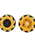 Mecanum Wheel Set For Smart Robot Car, 48mm Rubber Coated Directional Wheels In Bold Yellow Black 3D Look, 1 Pair EVGATSAUTO
