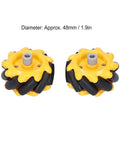 FLEXMAN Mecanum Wheel, 48mm Omni Directional Smart Robot Car Parts Accessories DIY Toy Components for TT Coupling, two yellow wheels