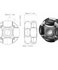 Diagram and photo of 48mm Omnidirectional Wheel Double Row Multi Directional Wheel Replacement 14036 for Robot Industry
