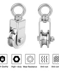 48MM Stainless Steel Crane Pulley Block and Tackle Pulley System, Heavy Duty Bearing Inside V Type Swivel Pulleys Wheel for Rope