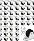 48 Pcs 1 Inch Small Caster Wheels Mini Rigid Fixed Non Swivel Casters with Metal Top Plate PP Plastic Wheels for Furniture