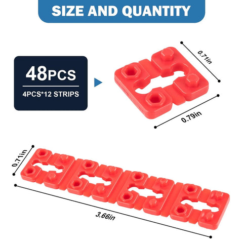 48 Piece Outlet Spacers Pack For Electrical Boxes And Wall Plates Plastic Spacers shown in size and quantity layout