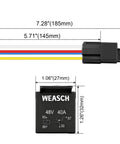 Dimensions of 2 Pack 48V 40A Car Relay Harness With 4 Pin SPST, 12AWG Harness Sockets, Automotive Switches And Starters