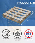 Heavy Duty Four Way Entry Wooden Pallet 48x48x5 Inches Industrial Grade Kiln Dried Hardwood Built Tough Durable Reusable Stackable Floor Pallet Perfect For Forklift And Pallet Jack Handling In Warehouse Shipping Commercial Use shown with dimensions