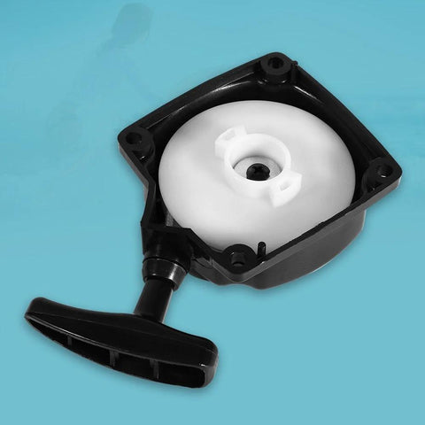 Traction Rope Kit For 49cc 2-Stroke Mini Pocket Bikes And Quad Pit Choppers, plastic pull starter with four mounting holes.