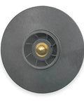 Front view of Impeller, for 4JA85, 5JPC4, showing 2 3/4" black plastic runner with brass fitting, used in circulator pumps.
