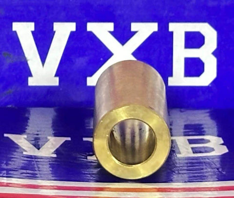 Front view of 3/8" x 5/8" x 1-1/2" inch Bearing - Bronze Bushing Plain Sleeve on reflective surface.