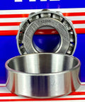 32305 Tapered Roller Wheel Bearing 25x62x24mm with cone and cup, made of chrome steel, front view with colorful background.